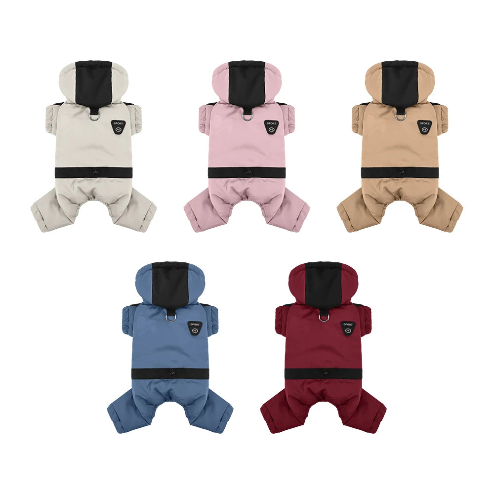 Vêtements d'hiver pour chiens, veste chaude en coton avec capuche, vêtements pour animaux de compagnie à quatre pattes pour chiens de petite race comme un ours en peluche et une Bichon Frise