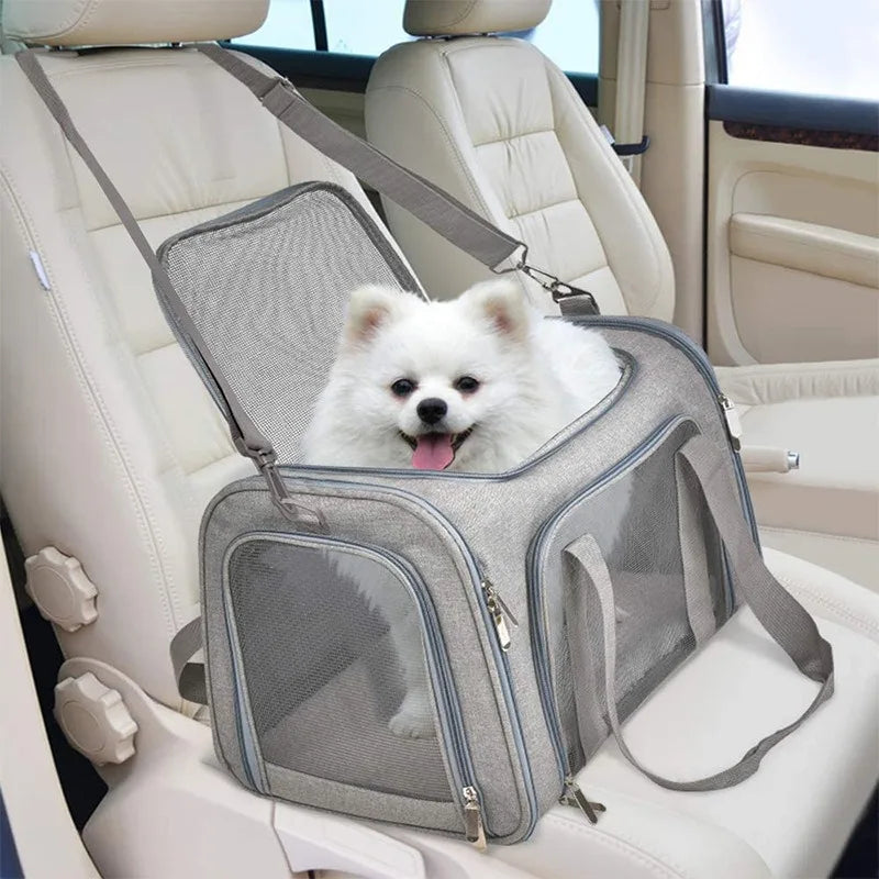 Porte-animaux pour chats et chiens approuvé par la compagnie aérienne – Sac pliable pour chien avec tapis souple, fenêtres en maille respirante, porte-chat prêt pour les voyages