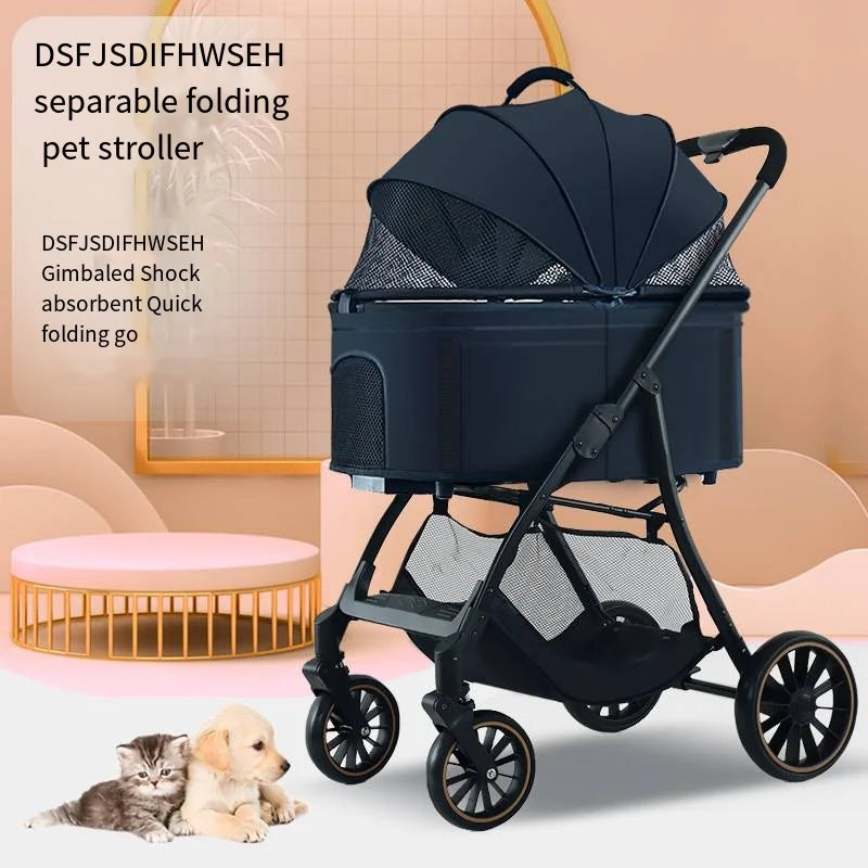 2025 Poussette pour animaux de compagnie pour chiens et chats pour sortir, petit chariot léger amovible et pliable pour chiens qui marcher et chats marchent