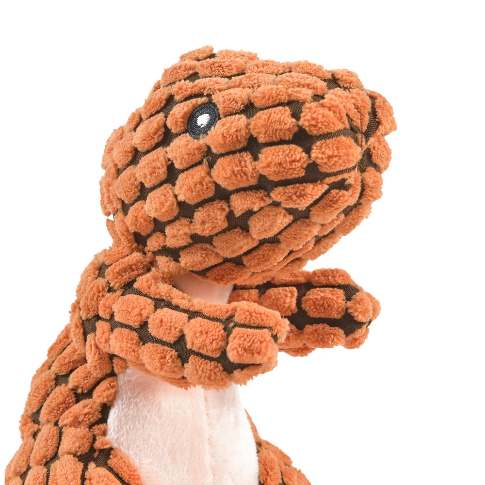 Jouet Dinosaure en Peluche Grinçante (Générateur Intégré) | Mastication Sûre, Anti-Destruction et Compagnon Interactif (Petit Chien/Chat)