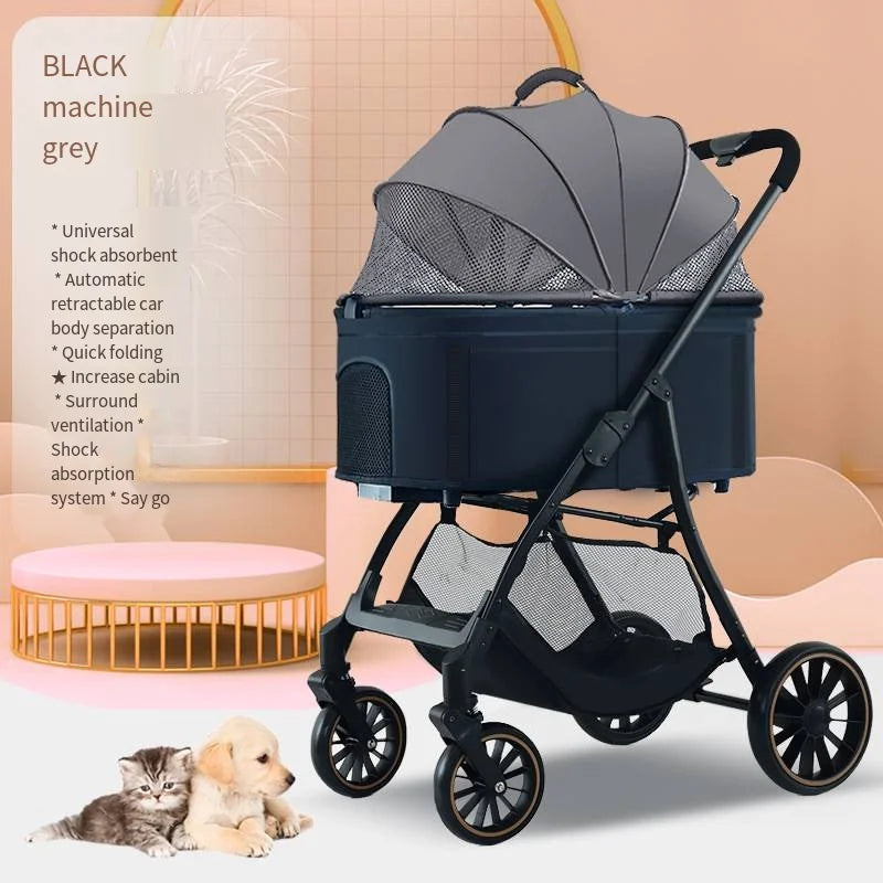 2025 Poussette pour animaux de compagnie pour chiens et chats pour sortir, petit chariot léger amovible et pliable pour chiens qui marcher et chats marchent