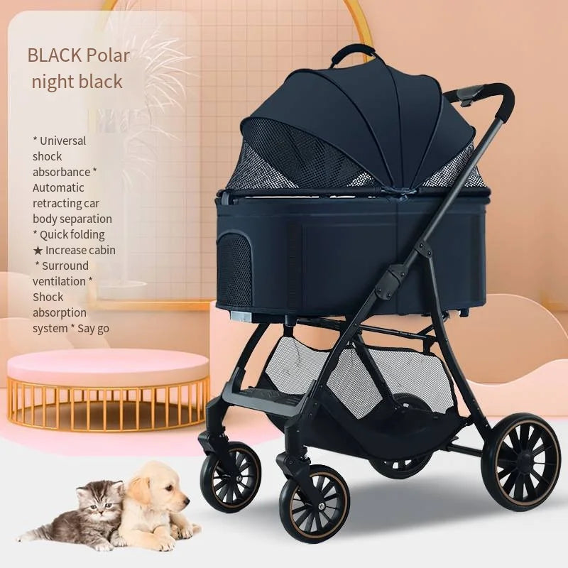 2025 Poussette pour animaux de compagnie pour chiens et chats pour sortir, petit chariot léger amovible et pliable pour chiens qui marcher et chats marchent