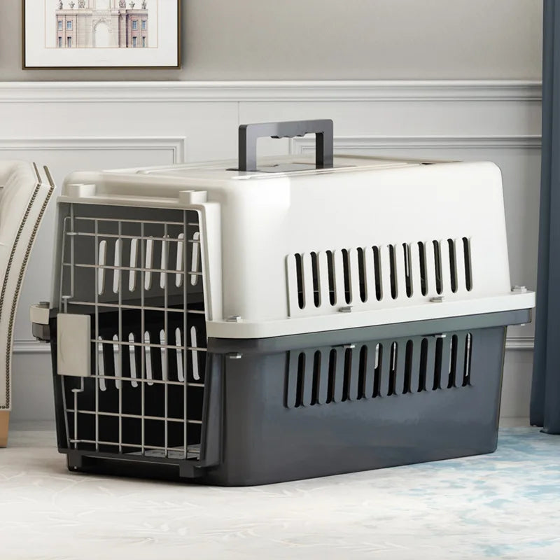 Cage de Transport Aérien HOMOLOGUÉE IATA (Expédition Int.) | Plastique Rigide, Solide, Respirante | Jusqu'à 15 kg (Multi-Taille)