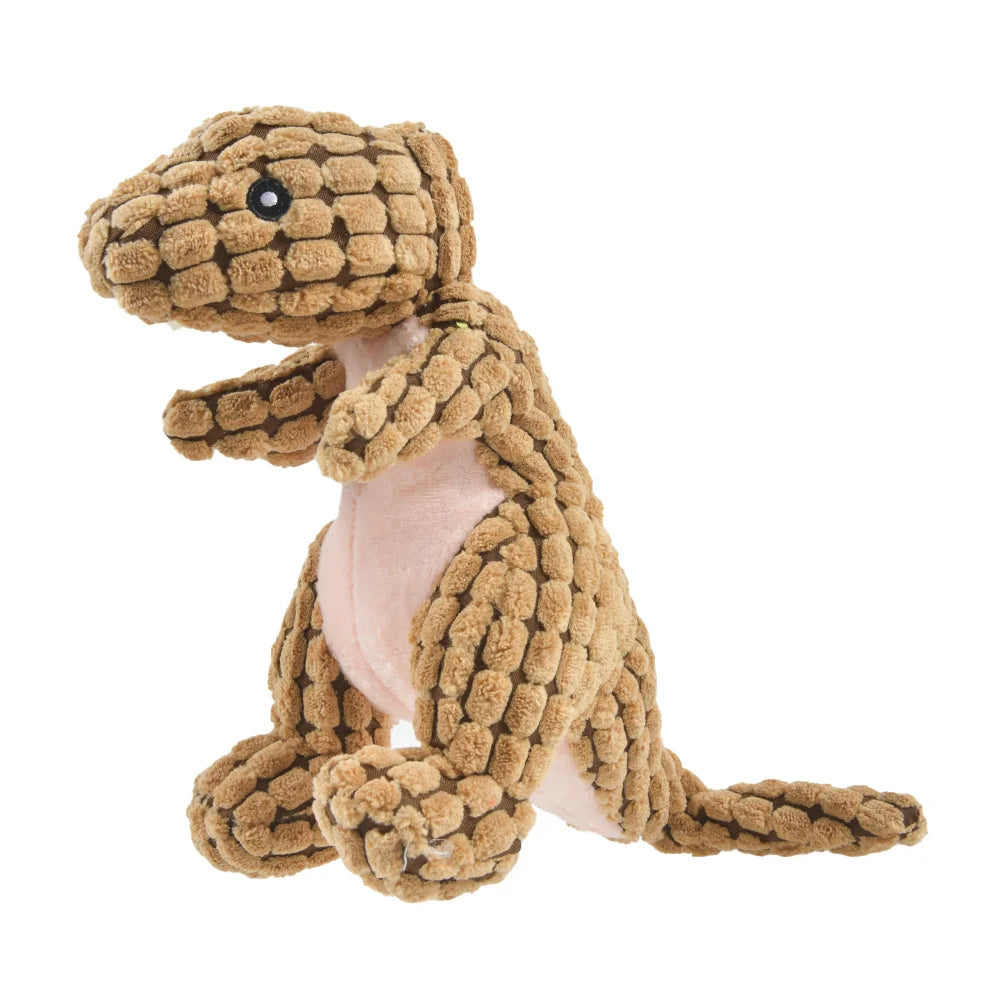 Jouet Dinosaure en Peluche Grinçante (Générateur Intégré) | Mastication Sûre, Anti-Destruction et Compagnon Interactif (Petit Chien/Chat)