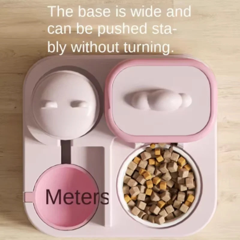 Mangeoire Automatique "Chat Souriant" (Design Mignon) | Distributeur 2-en-1 par Gravité, Grande Capacité (2000g) pour Chat et Petit Chien