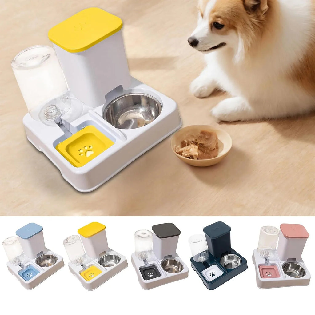 Mangeoire Automatique $2$-en-$1$ Grande Capacité (1L/2L) | Distributeur Ergonomique Inclinaison $145^{\circ}$ (Sépare Sec/Humide) pour Chat et Chien
