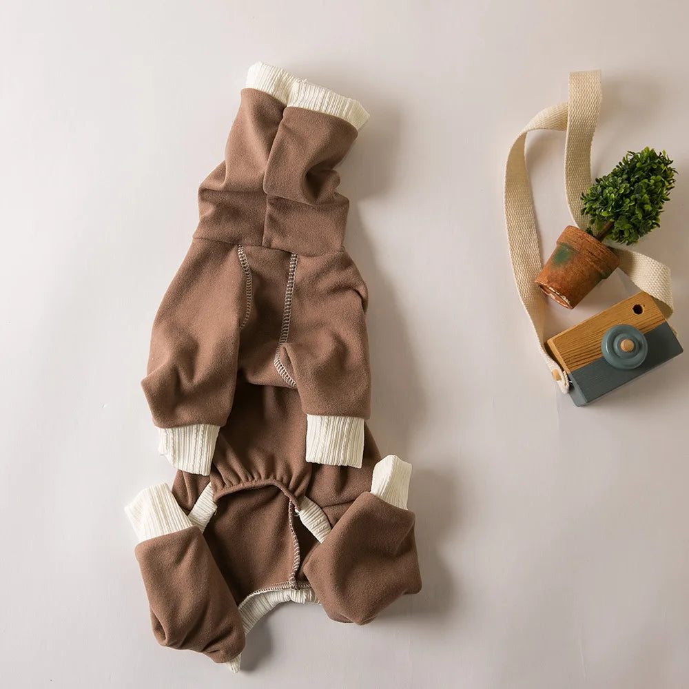 Vêtements 4 Pattes en Peluche Douce pour Chien | Combinaison Élastique, Col Haut, Base Chaude (Mode, Toutes Saisons)