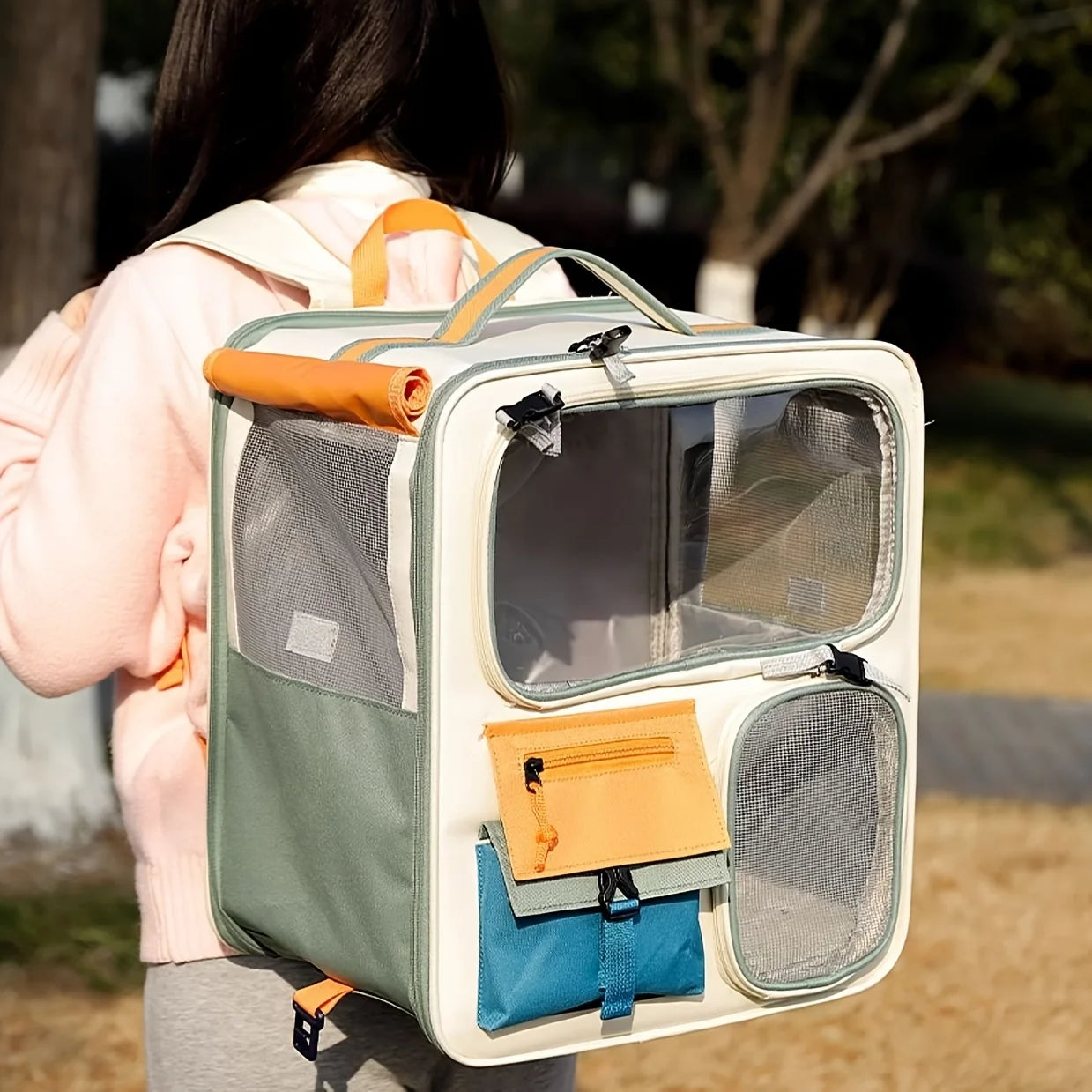 Sac à dos de transport respirant pour animaux de compagnie, coloré, sac de voyage extensible, grande capacité, créatif pour chats et chiens