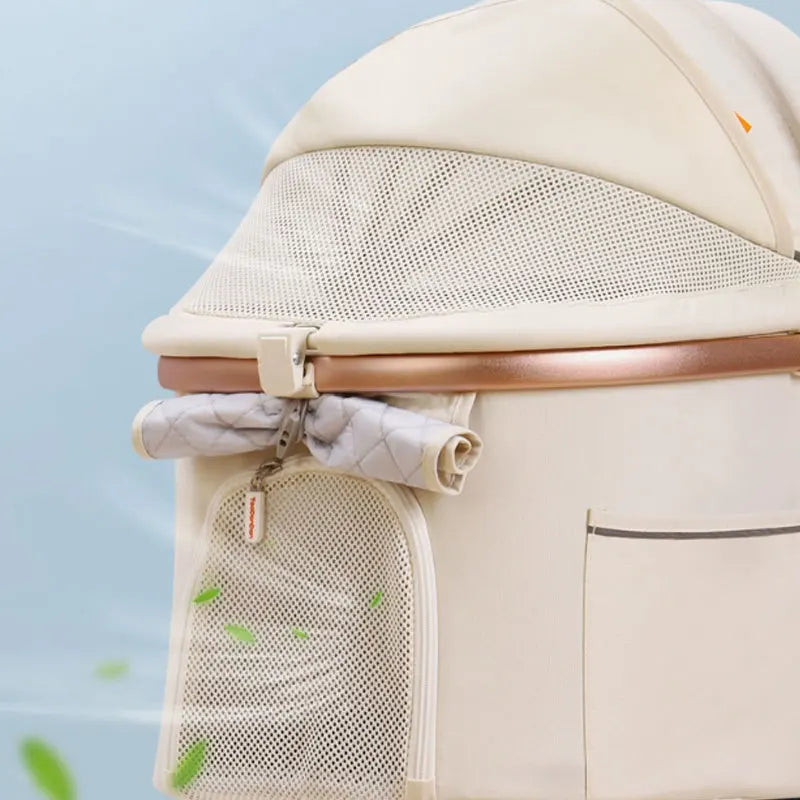 Poussette de Voyage Légère & Pliable (2-en-1) | Transporteur Détachable (12 kg Max.), Fenêtre Panoramique, Multi-Ventilation pour Petits/Moyens Chiens & Chats