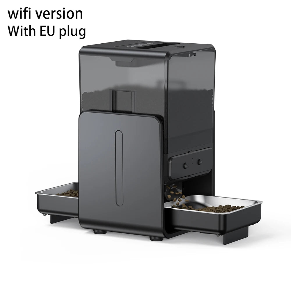 Distributeur automatique de croquettes pour chat, 5l, 2 bols, enregistreur vocal intelligent, panneau de commande enfichable, distributeur automatique de nourriture pour chat pour aliments secs pour animaux de compagnie