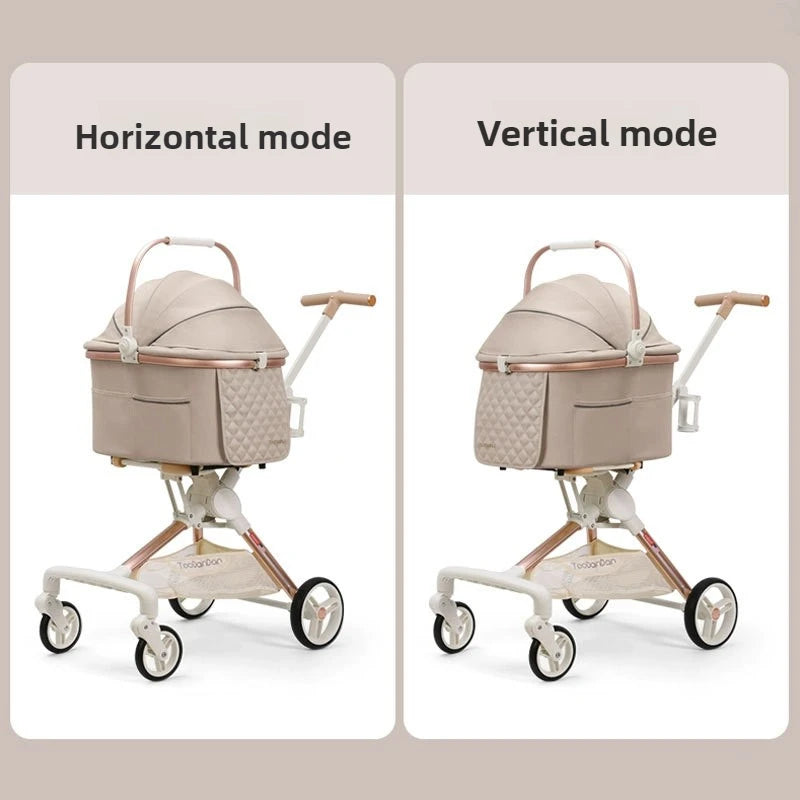 Poussette de Voyage Légère & Pliable (2-en-1) | Transporteur Détachable (12 kg Max.), Fenêtre Panoramique, Multi-Ventilation pour Petits/Moyens Chiens & Chats