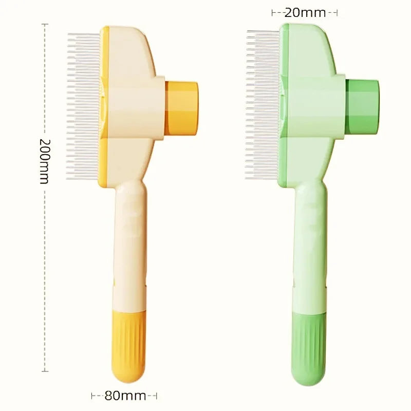Brosse de Toilettage Autonettoyante à Bouton Unique | Épilateur Massant en Acier Inoxydable pour Chien et Chat