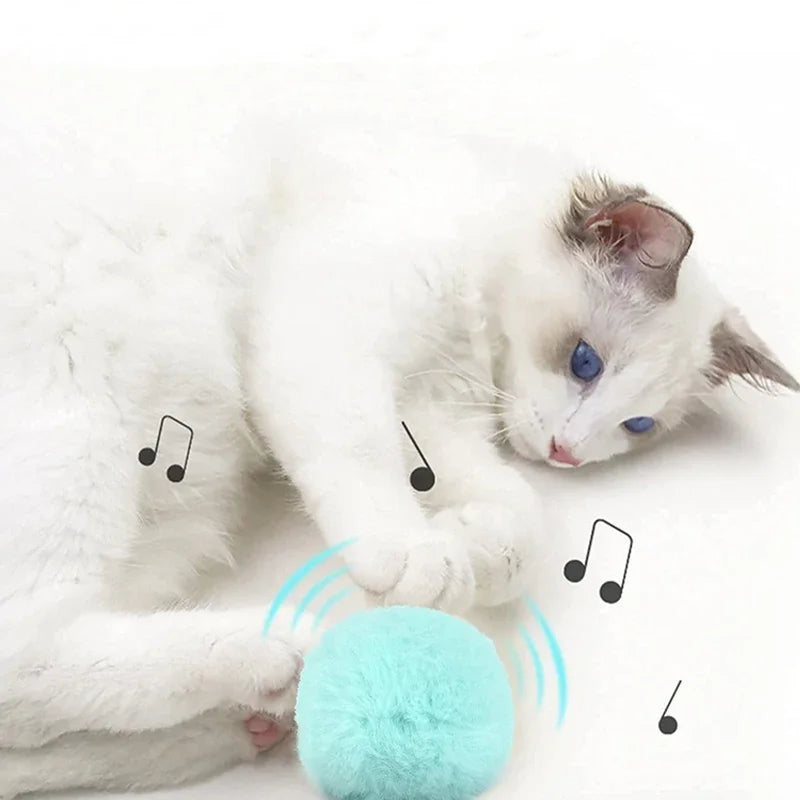Jouet Électrique Balle Sonore pour Chat | Activation Tactile, Simule 3 Sons d'Animaux (Chasse) | Peluche Douce, Longue Durée de Vie
