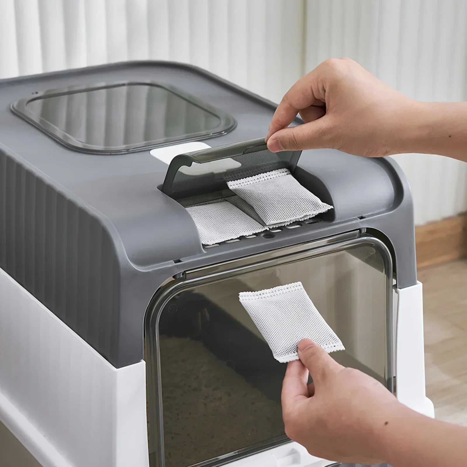 Grand Bac à Litière Intelligent | Stérilisation UV Anti-Odeur & Anti-Éclaboussures, Entièrement Fermé, Système à Tiroir Facile à Nettoyer