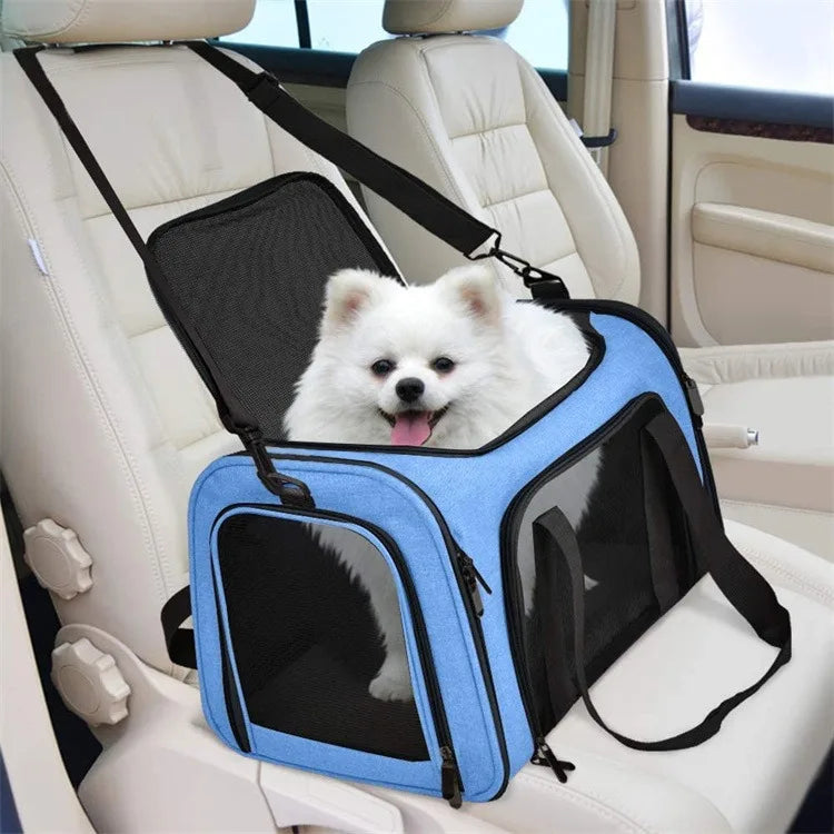 Porte-animaux pour chats et chiens approuvé par la compagnie aérienne – Sac pliable pour chien avec tapis souple, fenêtres en maille respirante, porte-chat prêt pour les voyages
