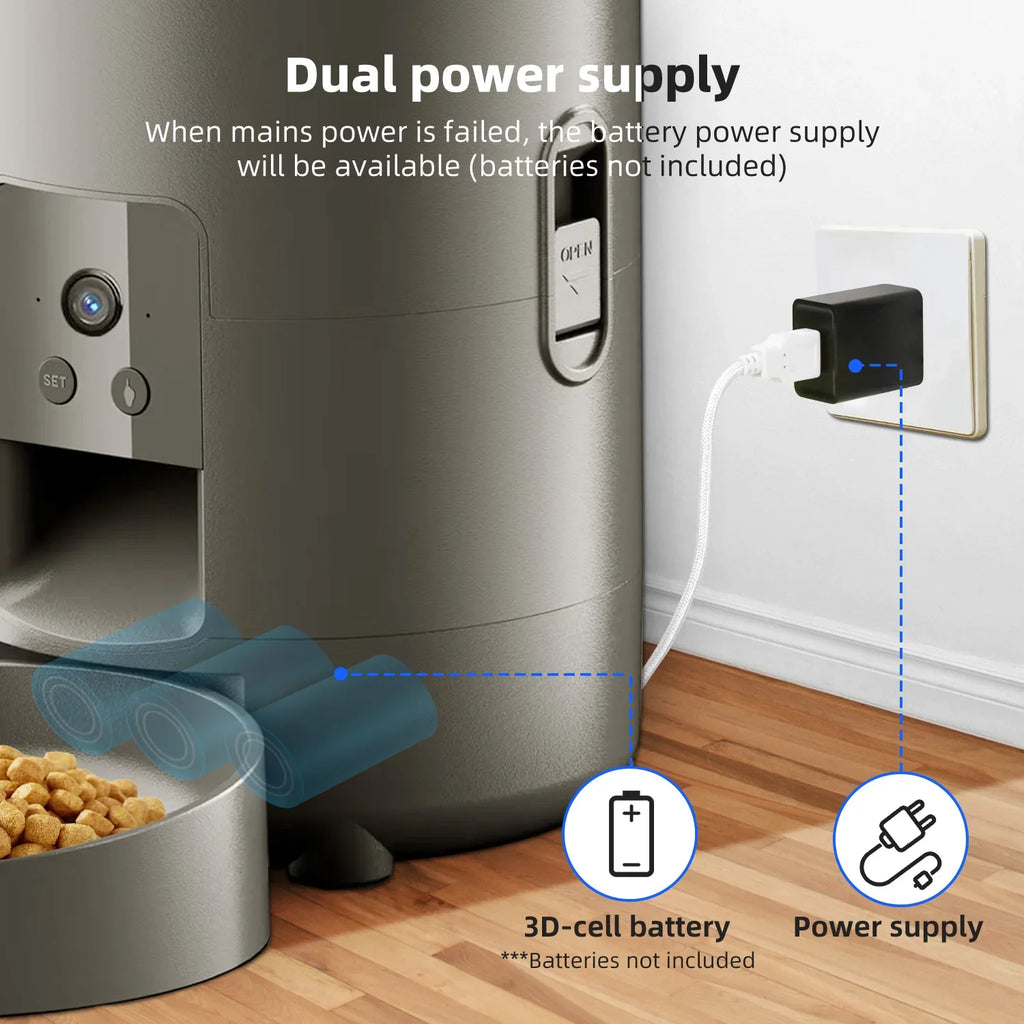 Distributeur automatique 2L avec caméra – Mangeoire intelligente pour chats & petits chiens (programmable)