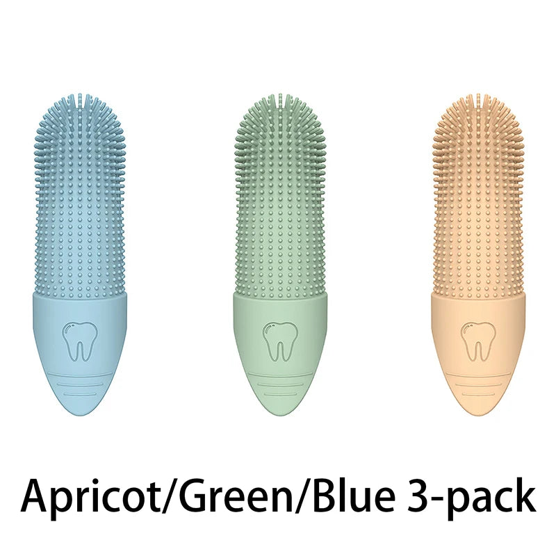 Brosse à Dents 360° en Gel de Silice – Nettoyage Doux & Efficace pour Chiens et Chats (Lot de 3)