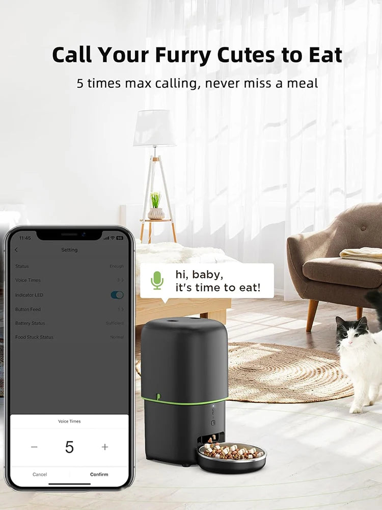 Mangeoire Automatique Wi-Fi Premium 4L pour Chat & Petit Chien | 12 Repas/Jour Programmables, Contrôle à Distance et Bol en Inox