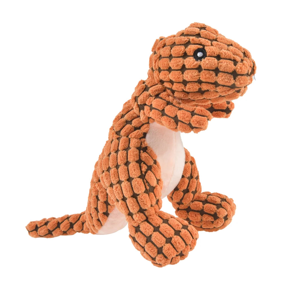 Jouet Dinosaure en Peluche Grinçante (Générateur Intégré) | Mastication Sûre, Anti-Destruction et Compagnon Interactif (Petit Chien/Chat)