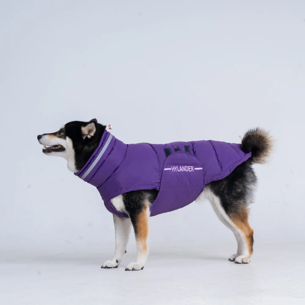 Veste Hiver Réfléchissante pour Grand Chien | Manteau Chaud, Matelassé, Col Haut et Résistant à l'Eau (Coupe Ajustée, Toutes Tailles)