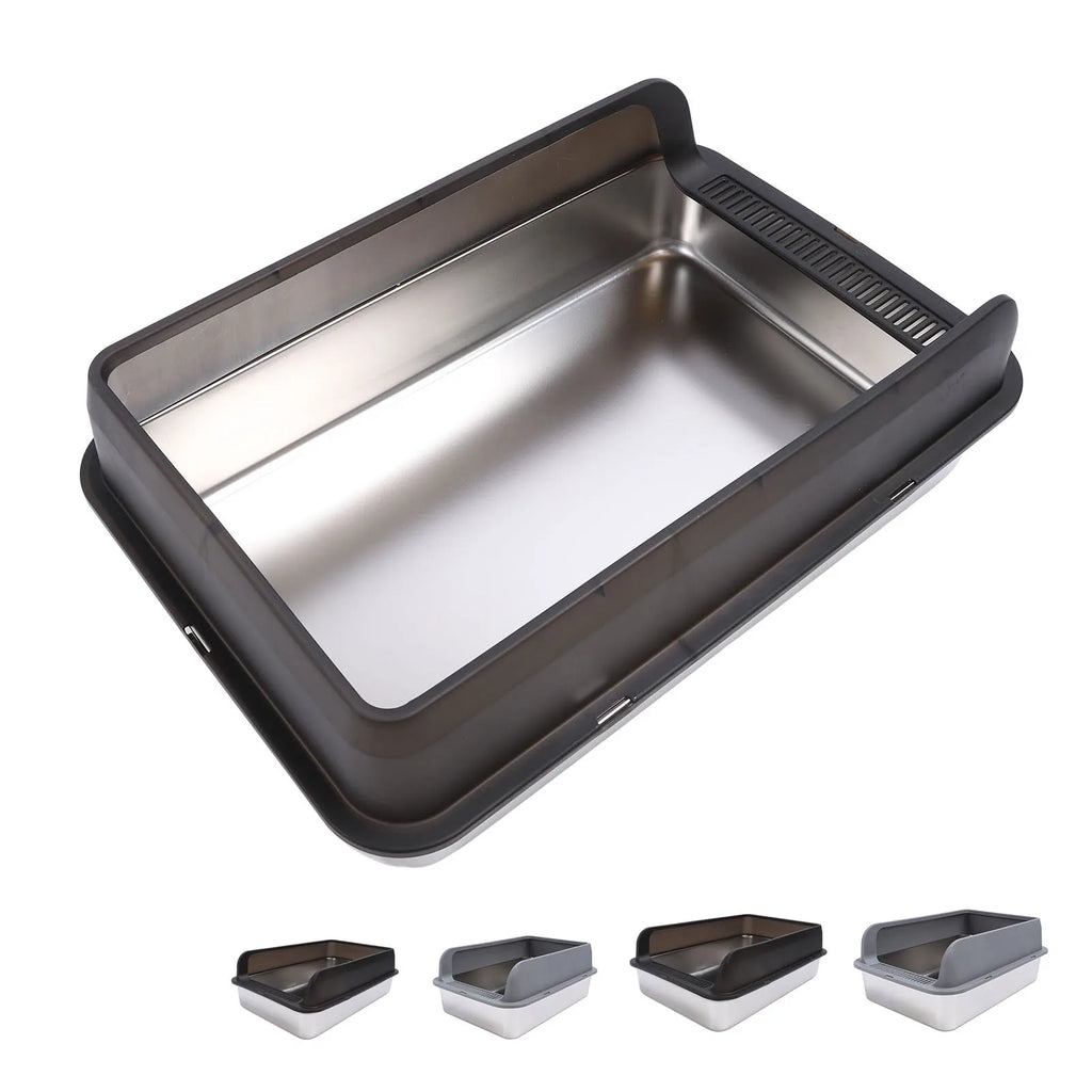 Bac à Litière SMART en Acier Inoxydable (Grands Chats) | Entrée Supérieure Anti-Éclaboussures, Anti-Odeur & Facile à Nettoyer