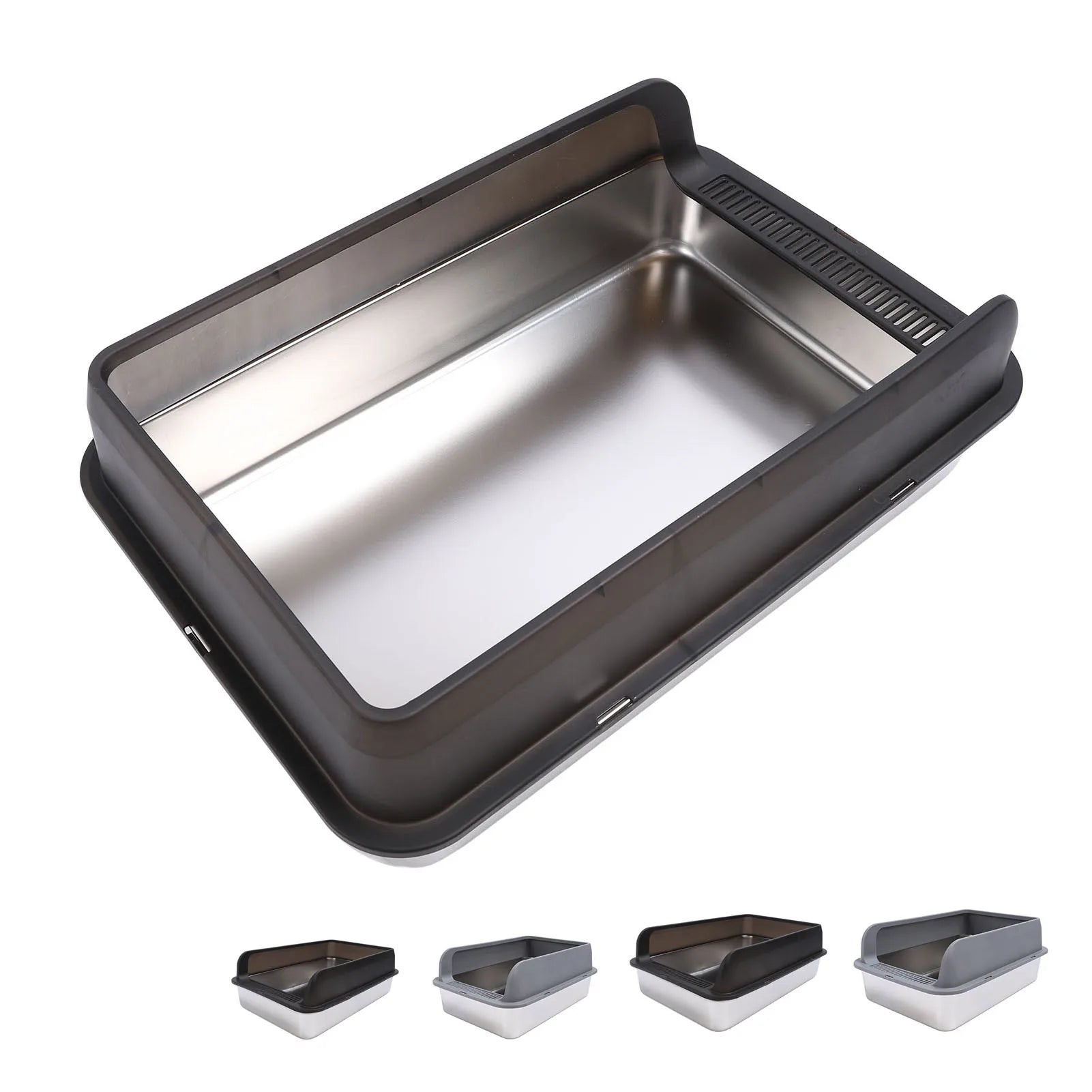 Bac à Litière SMART en Acier Inoxydable (Grands Chats) | Entrée Supérieure Anti-Éclaboussures, Anti-Odeur & Facile à Nettoyer