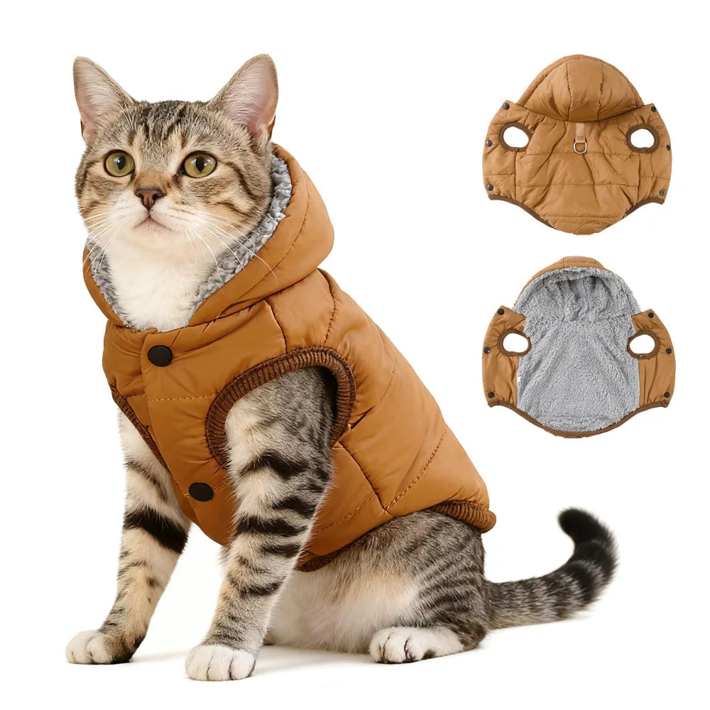 Manteau d’Hiver à Capuche pour Chien & Chat – Polaire Chaude, Coupe-Vent & Imperméable | XS à XL | Pour Petits & Moyens Animaux