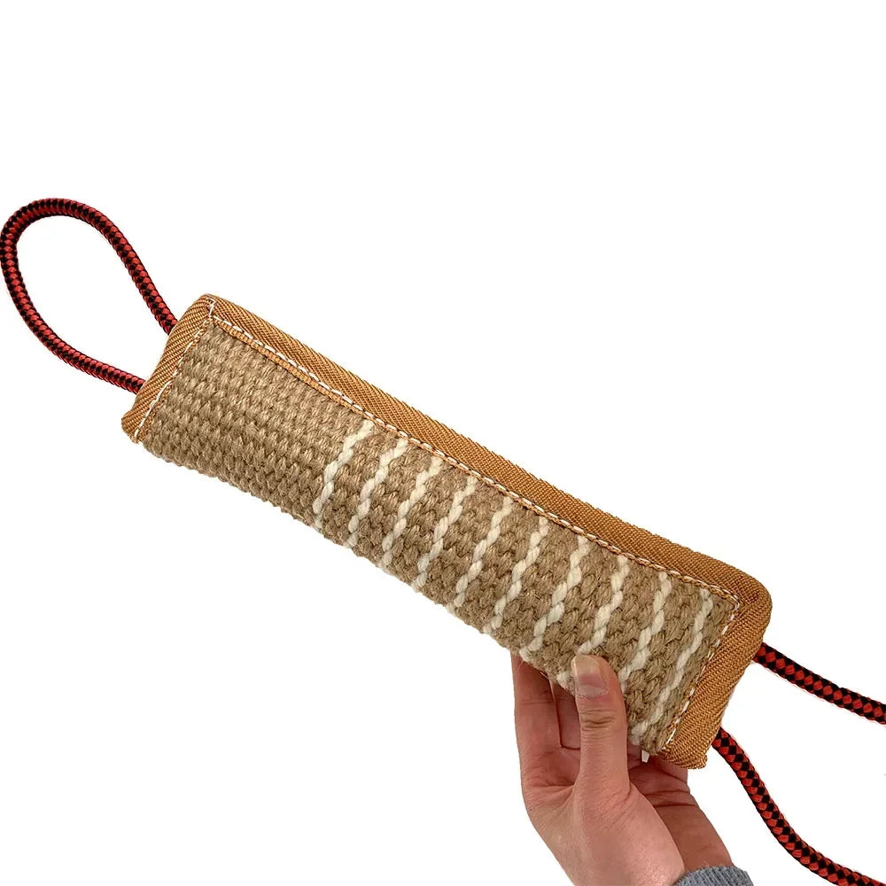 Jouet d'Entraînement : Coussin de Morsure en Jute Durable | 2 Poignées Solides pour le Tire à la Corde et le Jeu Interactif (Toutes Tailles)