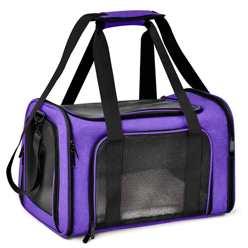 Sac de Transport Souple Pliable Homologué Avion | Fenêtres Maille Respirante, Tapis Doux Amovible, Idéal Voyage Chat & Chien (3 Tailles)