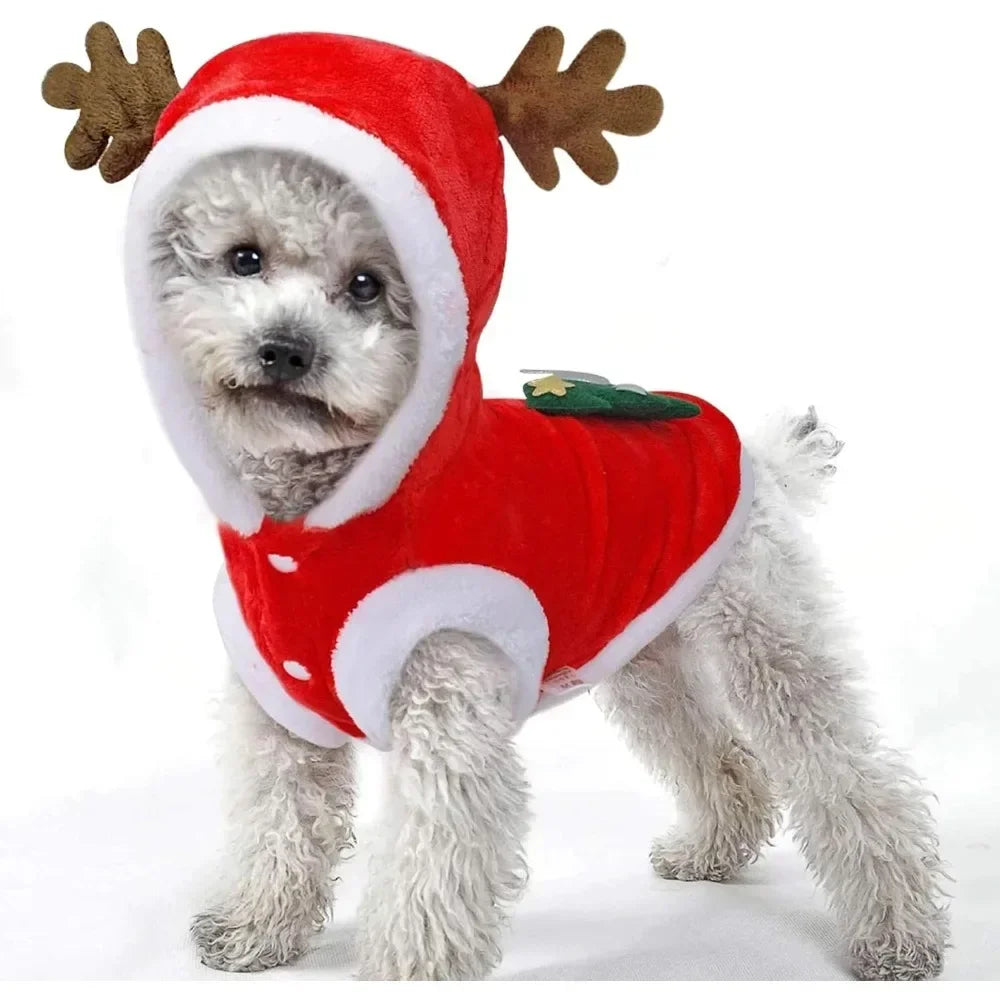 Vêtements d'automne pour chiens de compagnie, garde au chaud en hiver, vêtements de fête en flanelle, chien, chat, cerf, arbre de noël, cadeaux du nouvel an, élan