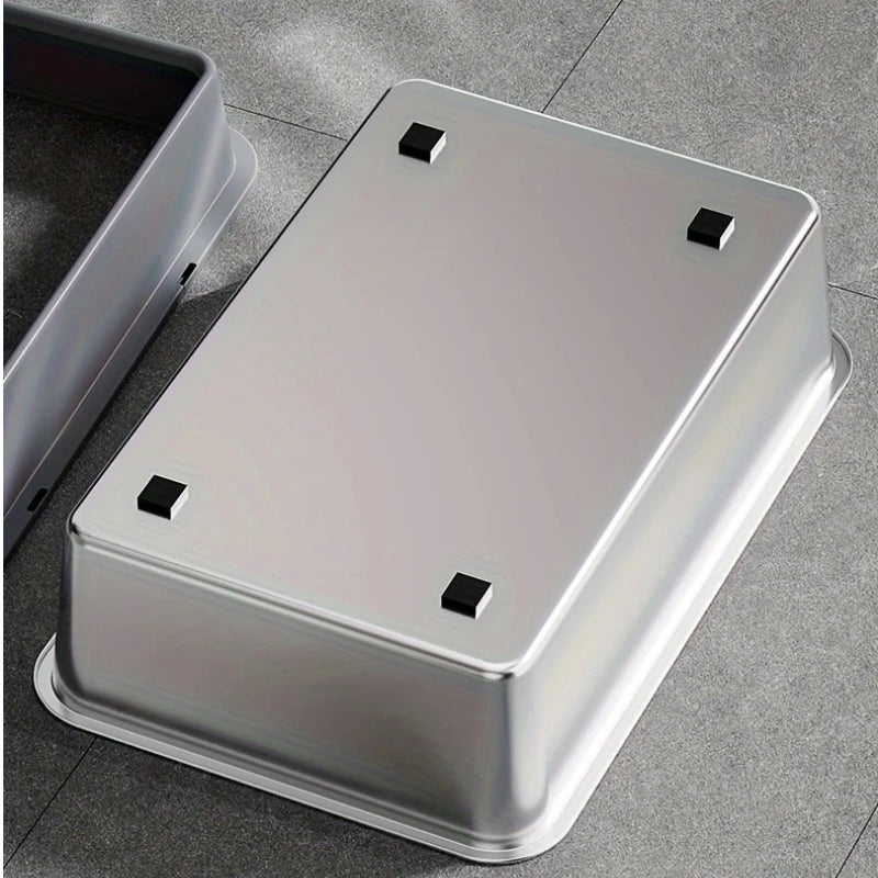 Bac à Litière Robuste Acier Inoxydable | Anti-Éclaboussures Haut Face, Facile à Nettoyer, Idéal Chats jusqu'à 14 kg (Cuillère Incluse)  2. Description Produite Optimisée