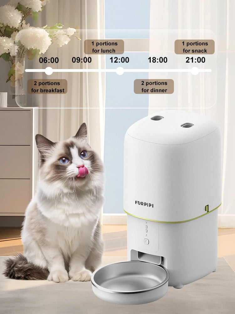Mangeoire Automatique Wi-Fi Premium 4L pour Chat & Petit Chien | 12 Repas/Jour Programmables, Contrôle à Distance et Bol en Inox