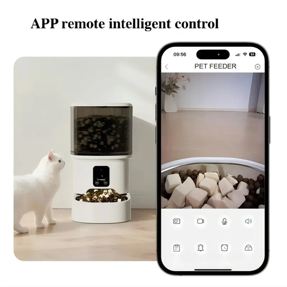 Mangeoire pour chat de grande capacité 4L, application intelligente et caméra haute définition, bol alimentaire en acier inoxydable