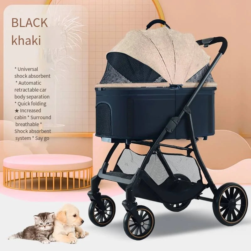 2025 Poussette pour animaux de compagnie pour chiens et chats pour sortir, petit chariot léger amovible et pliable pour chiens qui marcher et chats marchent