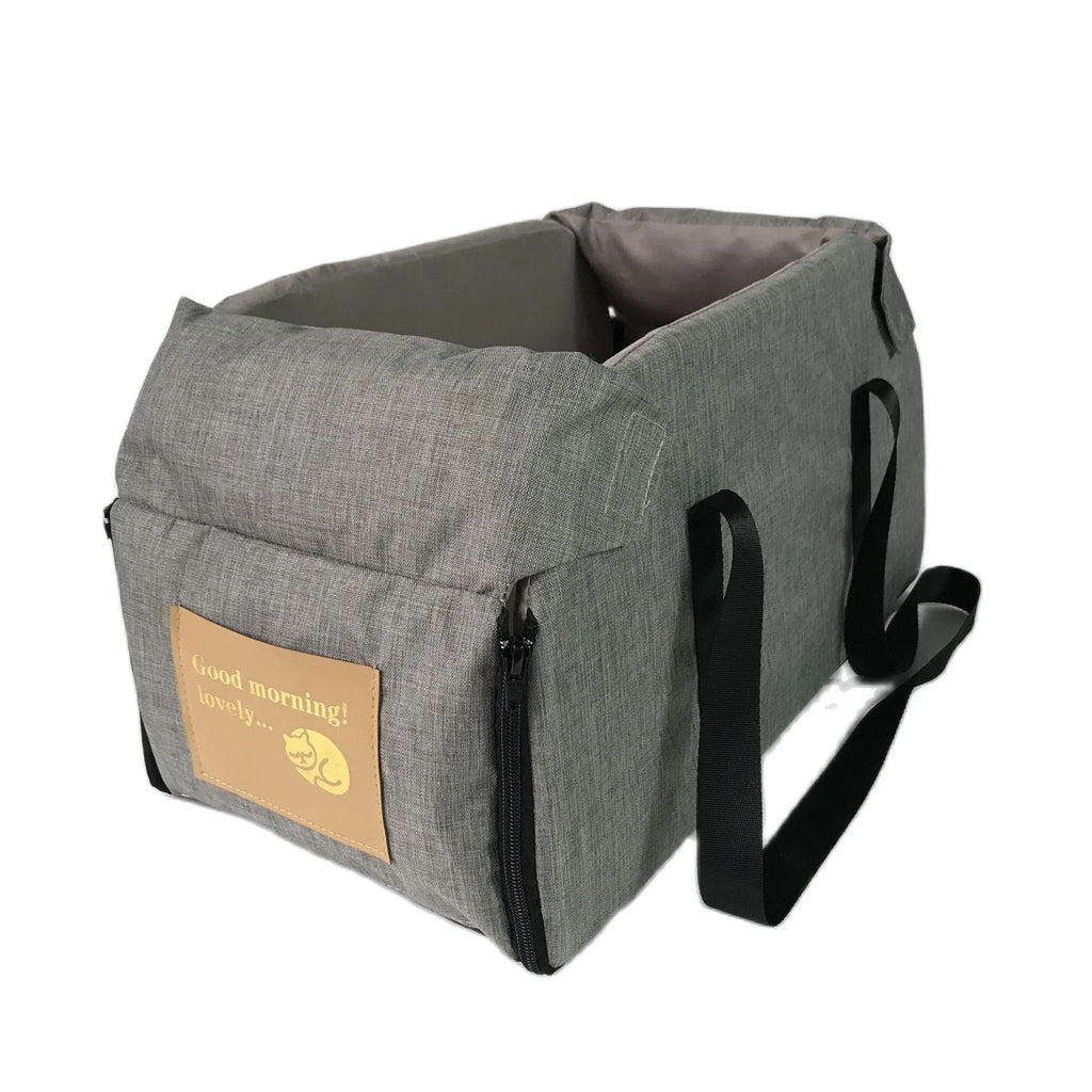 Lit de Voyage Auto pour Console Centrale (42 cm) | Siège de Sécurité Portable, Amovible, Lavable & Tissu Oxford Imperméable (Petits/Moyens Chiens)