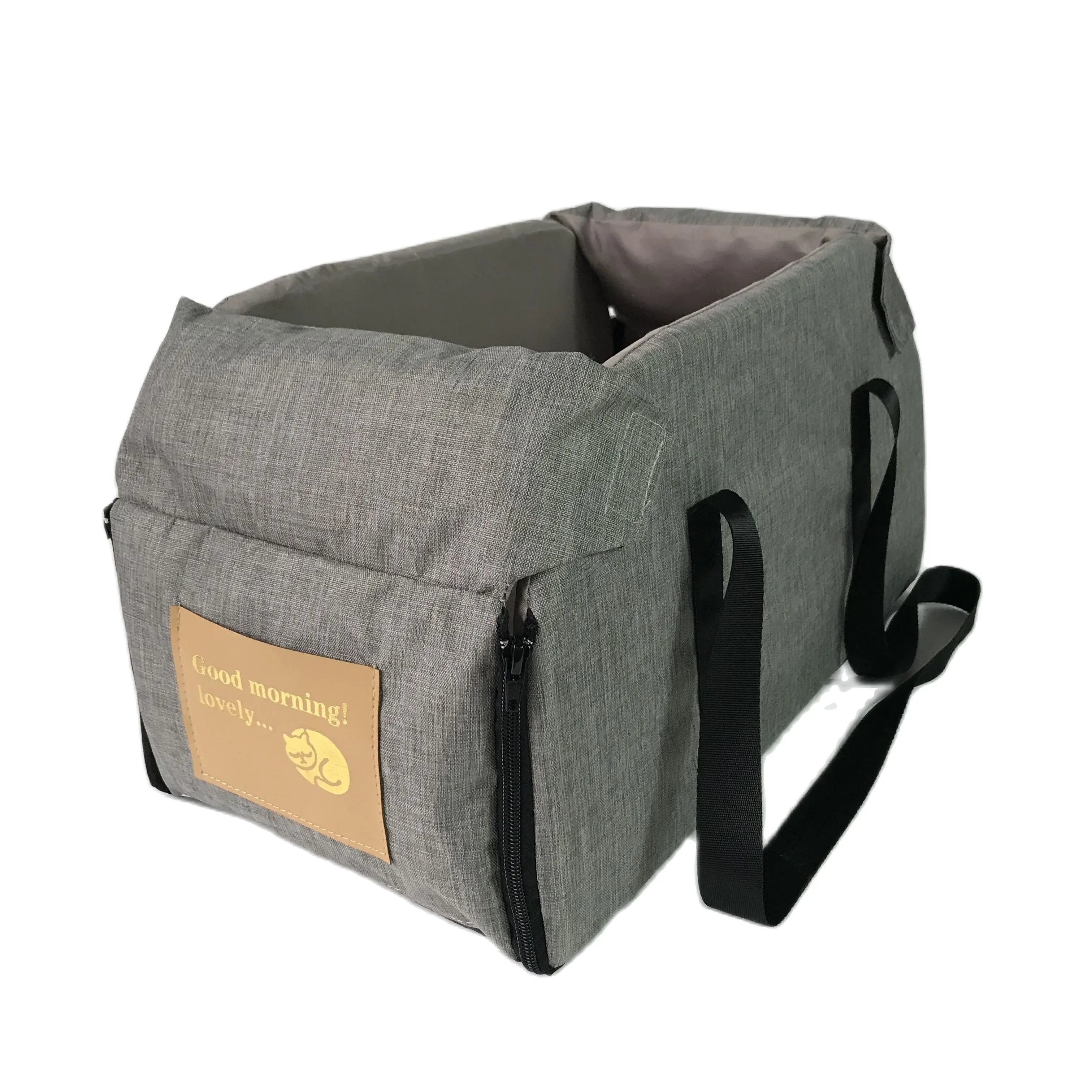 Lit de Voyage Auto pour Console Centrale (42 cm) | Siège de Sécurité Portable, Amovible, Lavable & Tissu Oxford Imperméable (Petits/Moyens Chiens)
