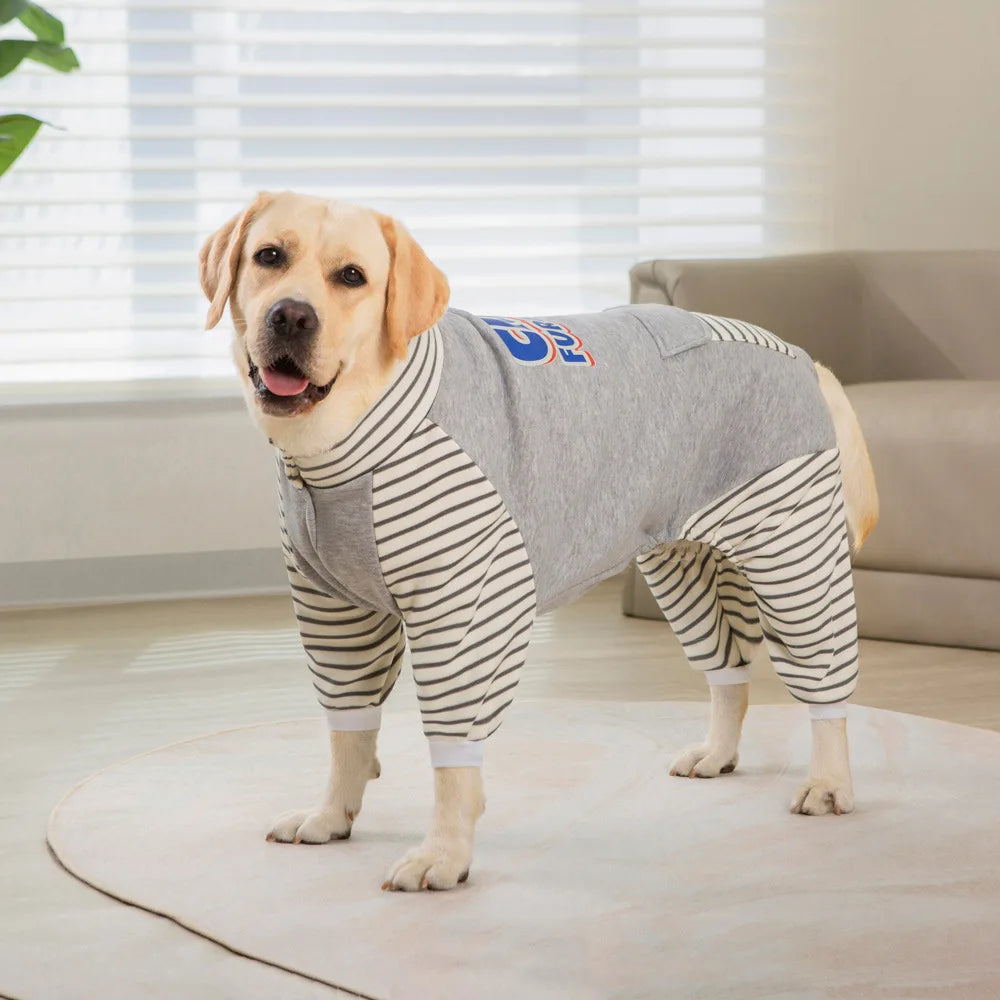 Pyjama/Combinaison 4 Pattes 100% Coton pour Grand Chien | Vêtements d'Intérieur Doux (Samoyède, Labrador, Husky, Tailles XL à 8XL)