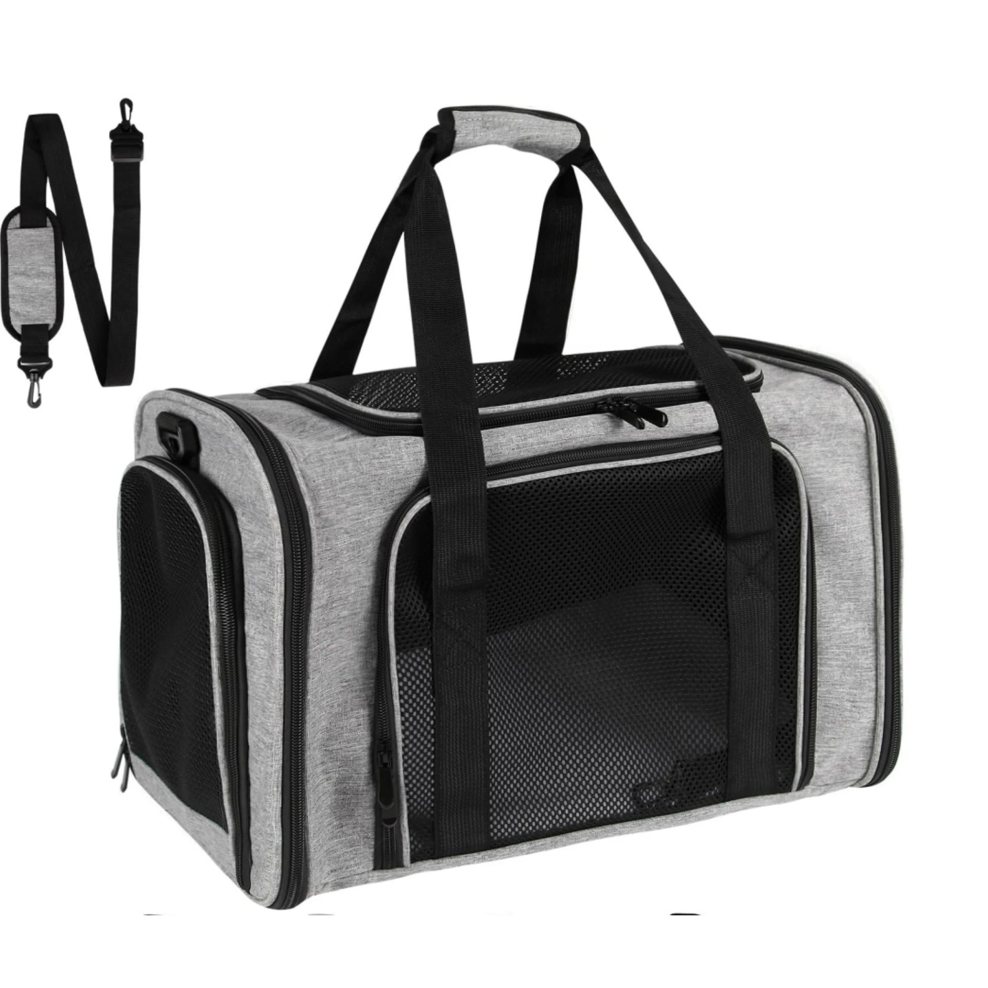 Sac de Transport Souple Pliable HOMOLOGUÉ TSA (15 lbs Max.) | Nylon Respirant, Léger, Idéal Voyage Avion & Voiture (Chats et Chiots)