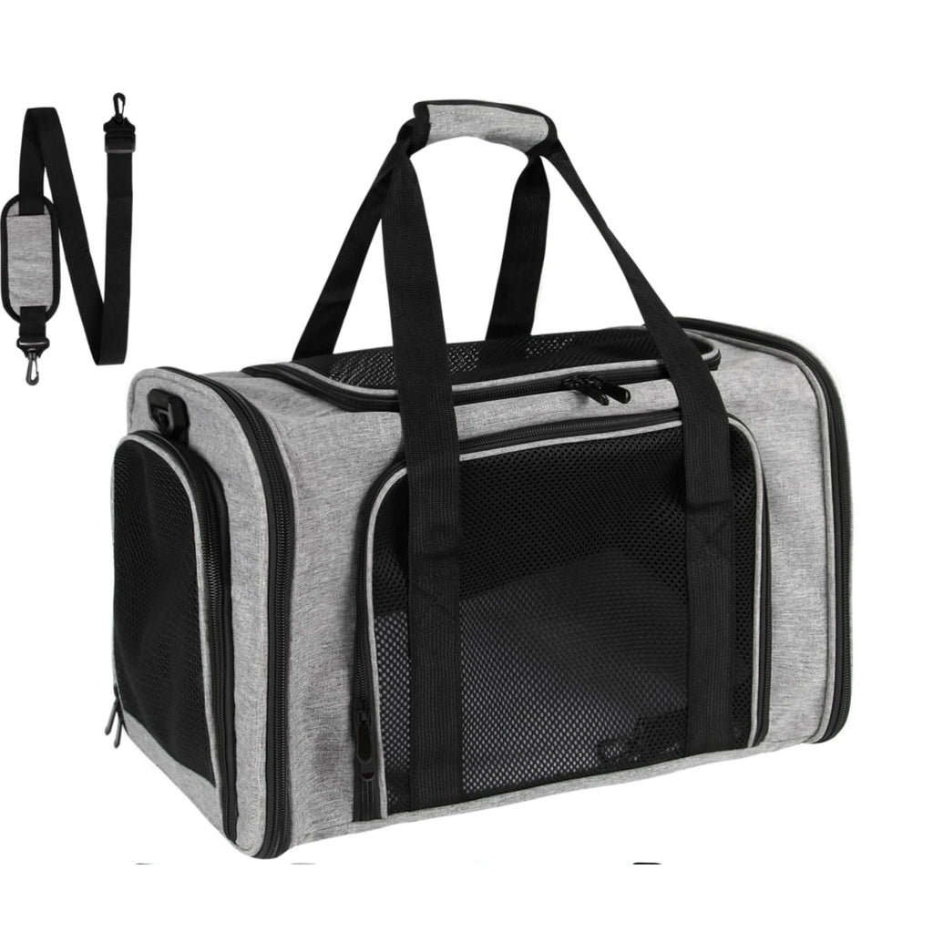 Sac de Transport Souple Pliable HOMOLOGUÉ TSA (15 lbs Max.) | Face Souple, Nylon Léger, Idéal Voyage Avion & Voiture (Chats et Chiots)