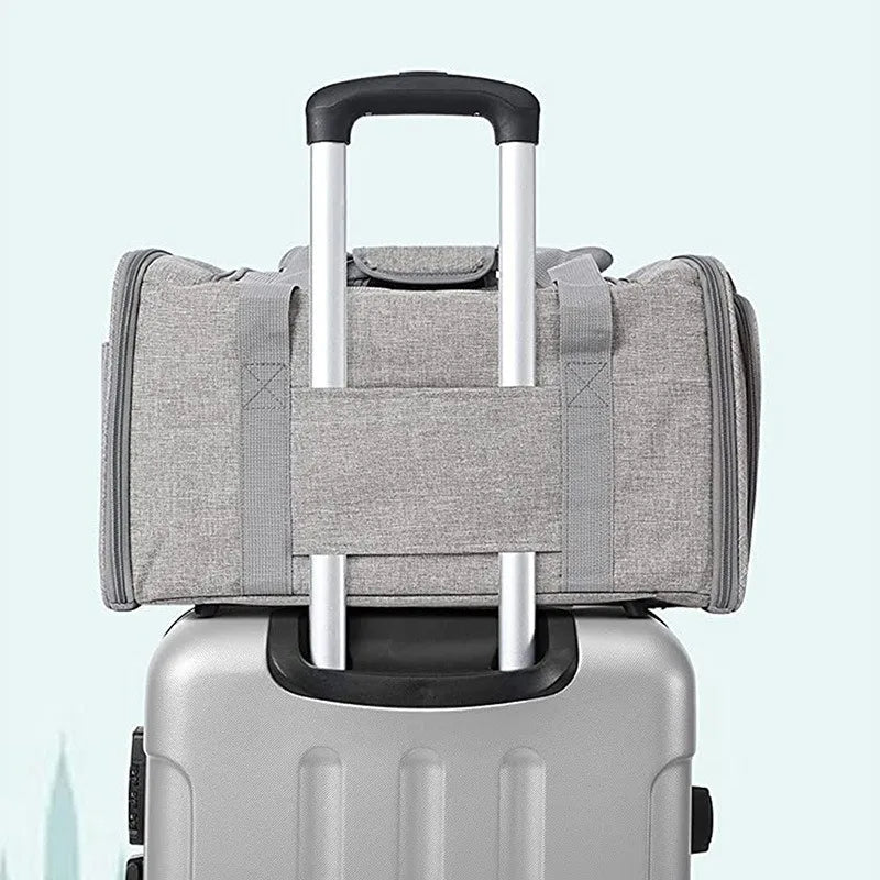 Sac de Transport Souple Pliable Homologué Avion | Fenêtres Maille Respirante, Tapis Doux Amovible, Idéal Voyage Chat & Chien (3 Tailles)