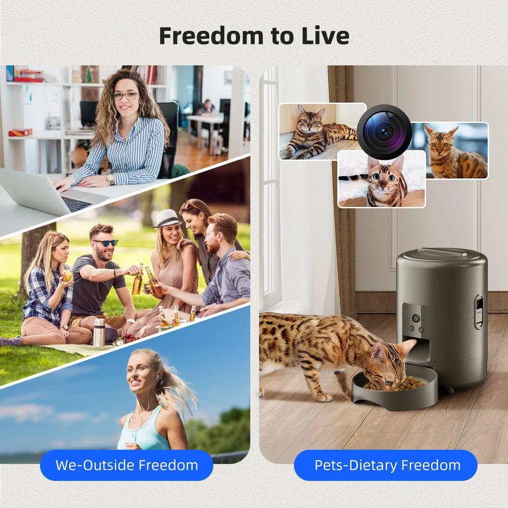 Distributeur automatique 2L avec caméra – Mangeoire intelligente pour chats & petits chiens (programmable)