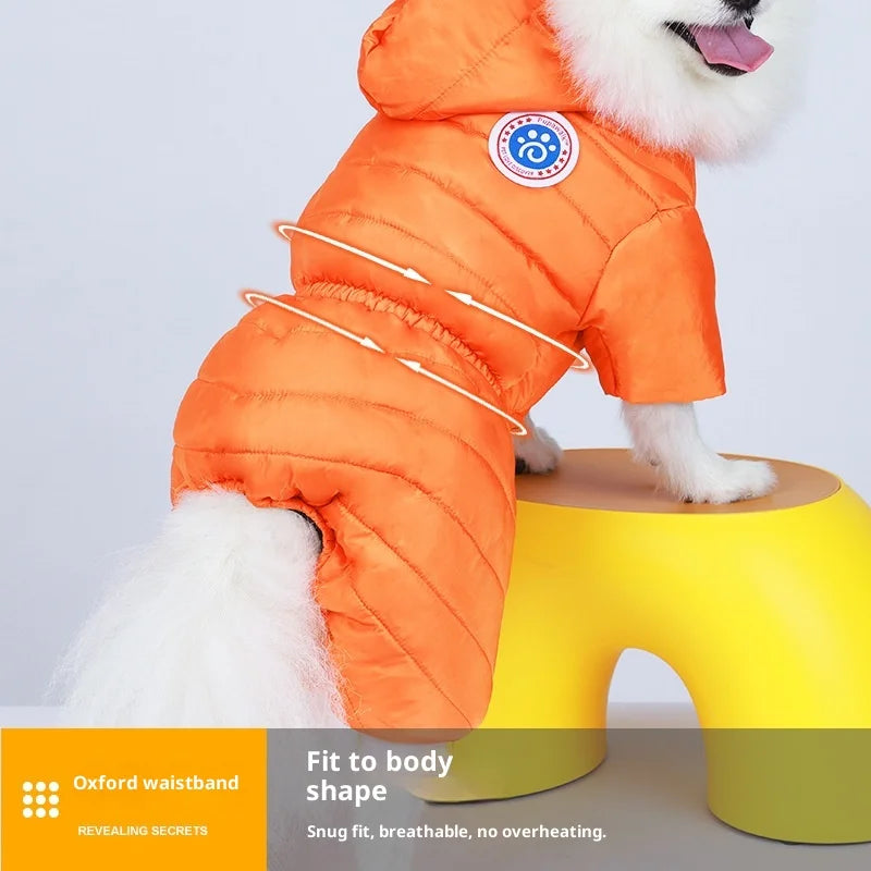 Manteau d'Hiver à 4 Pattes Imperméable et Épais (Coton PP) | Vêtements Chauds, Anneau en D Intégré et Design Hygiénique (Teddy, Bichon)