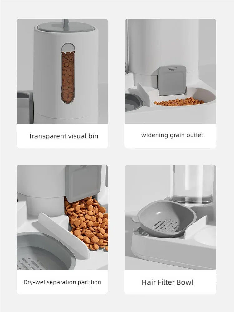 Mangeoire automatique pour chien et chat, distributeur d'eau combiné, grande capacité, mangeoire à eau par gravité pour aliments pour animaux de compagnie, pour petits et moyens animaux de compagnie