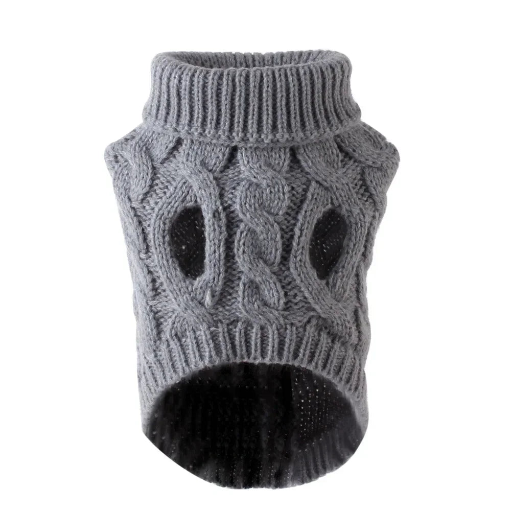 Pull Chien Tricoté Chaud (Pur Coton/Acrylique) pour Chihuahua et Yorkshire | Vêtements d'Hiver Simples et Classiques (Petit et Moyen Chien)