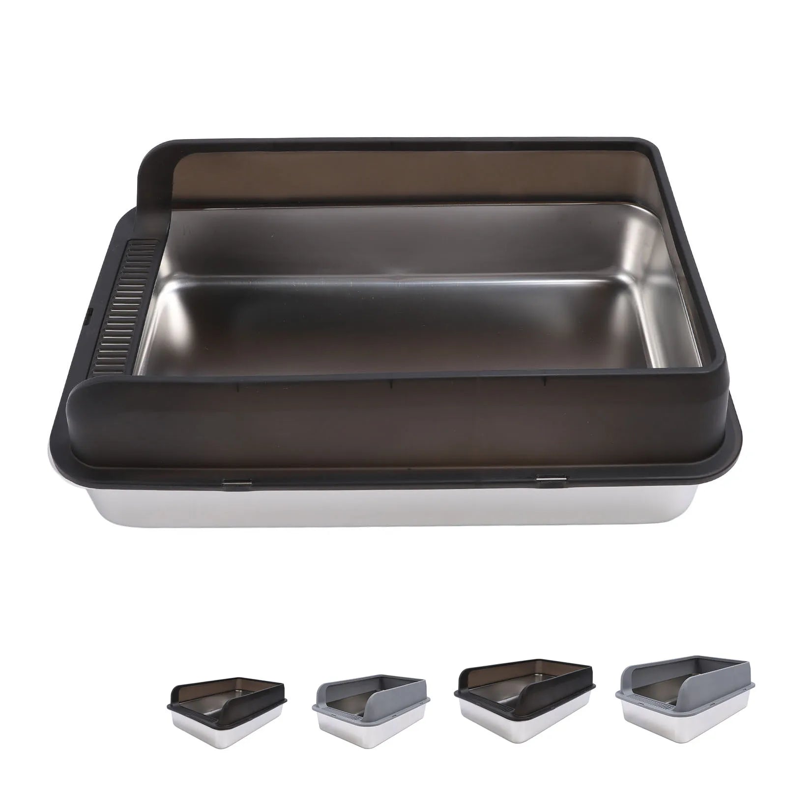 Bac à Litière LUXE en Acier Inoxydable (Grands Chats) | Semi-Fermé, Anti-Odeur Naturel & Côtés Hauts Anti-Éclaboussures