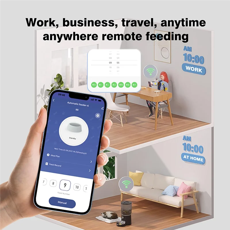 Distributeur de Nourriture Intelligent WiFi 4.2L (Contrôle APP) | Programmation à Distance, Double Alimentation et Bol en Acier Inoxydable (Chien & Chat)