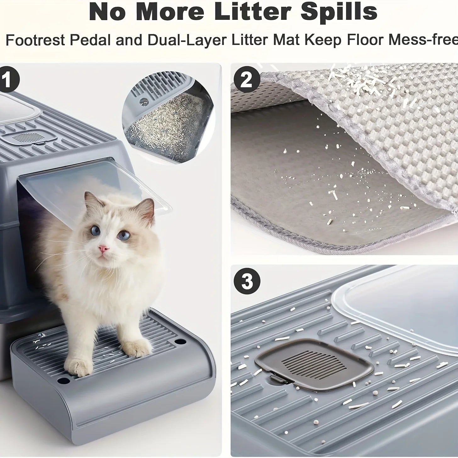 Bac à Litière Extra-Large en Acier Inoxydable avec Couvercle Fermé | Design Premium, Anti-Odeur, Entrée Basse (Idéal Chats Âgés/Petits)