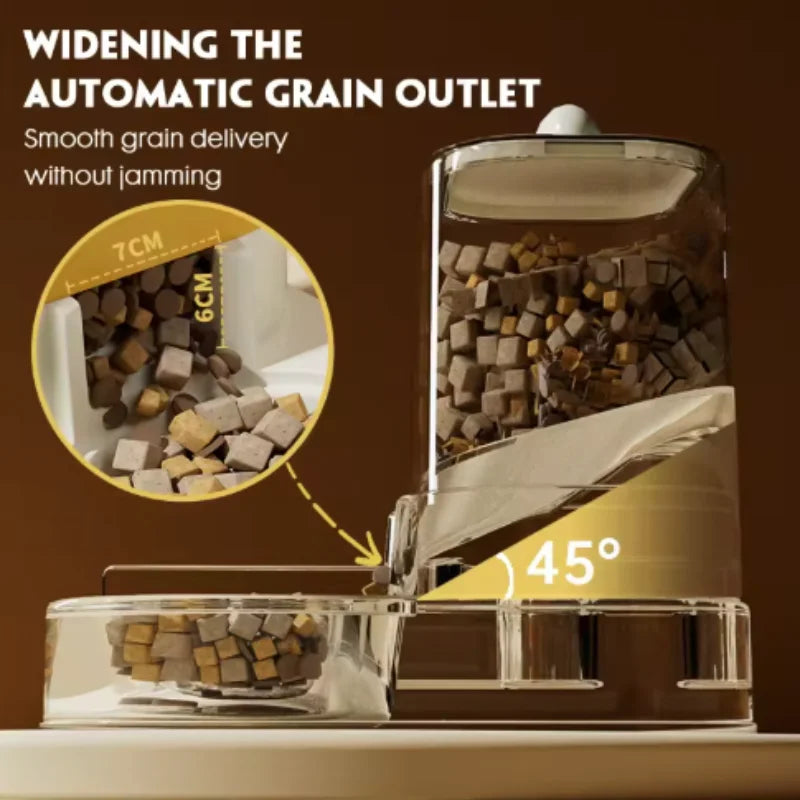 Mangeoire Automatique "Chat Souriant" (Design Mignon) | Distributeur 2-en-1 par Gravité, Grande Capacité (2000g) pour Chat et Petit Chien