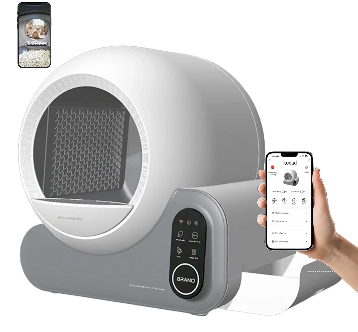 Bac à Litière Autonettoyant LUXE (66L) | Contrôle Wi-Fi/App, Système Anti-Odeur & Sécurité 100% Brevetée | Pour Chats 1.5-10KG