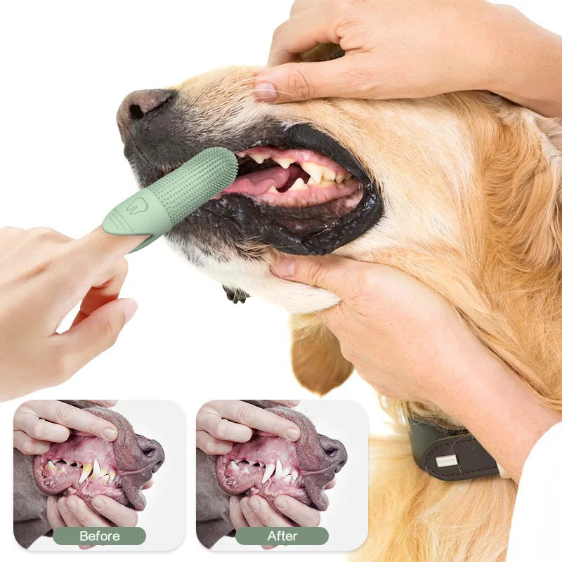 Brosse à Dents 360° en Gel de Silice – Nettoyage Doux & Efficace pour Chiens et Chats (Lot de 3)